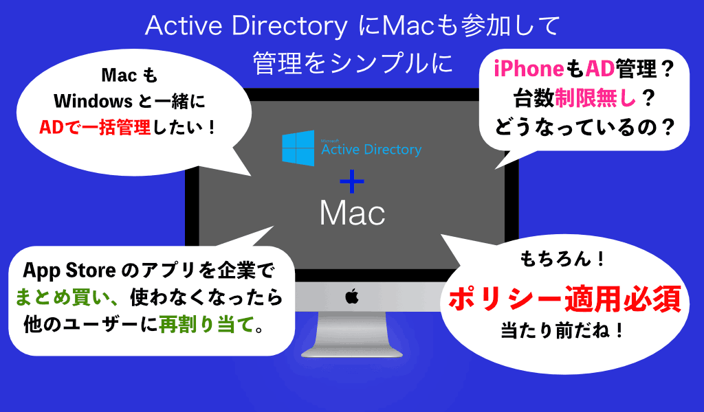 Apple(Mac,iPad,iPhone)対応 Active Directory連携 改修サービス